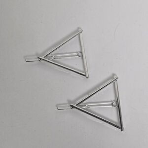 Elegant Silvertone Triangle Hair Clips 2 1/2"X2 1/2"